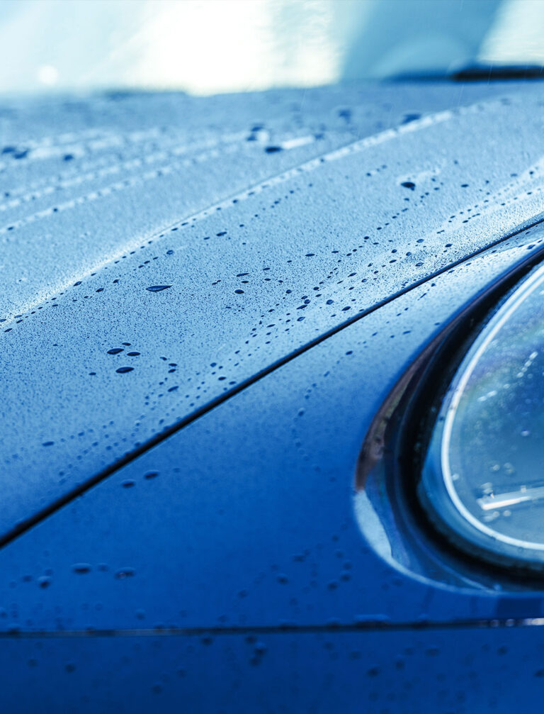 Water beading on glossy ceramic-coated paint